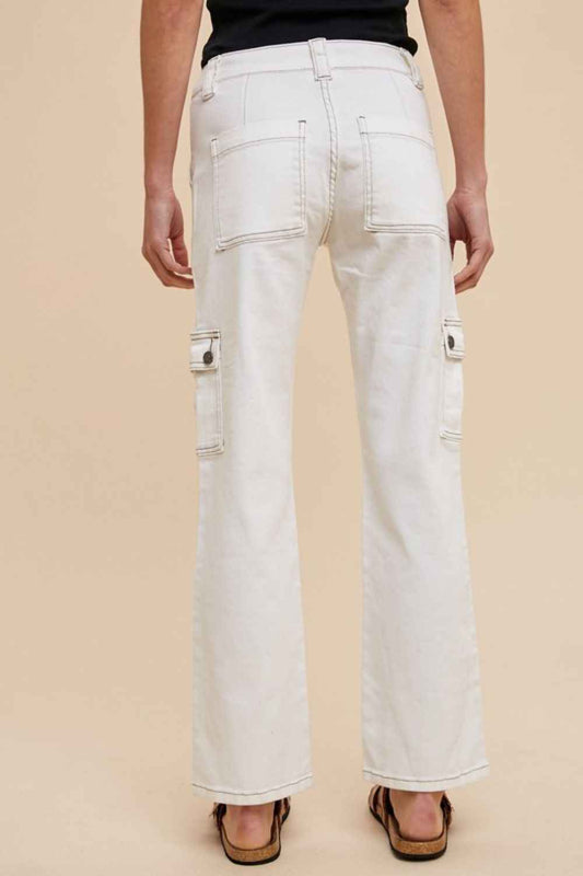Annie Wear Women's Cargo Jeans - Straight Leg with Pockets