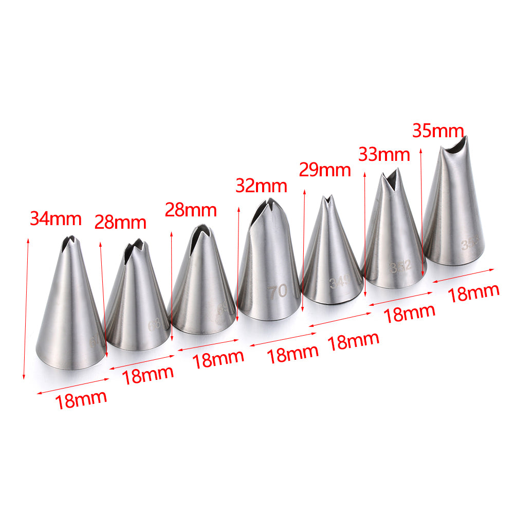 7PCS DIY Cream Leaves Icing Piping Nozzle Cupcake