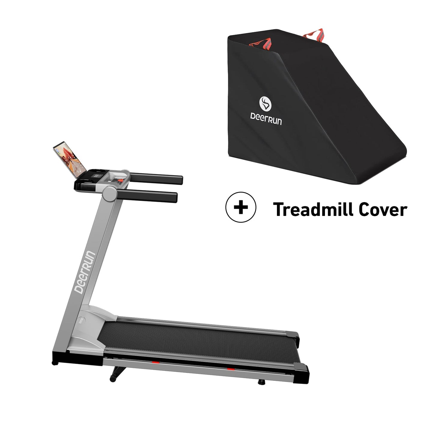 DeerRun A1 Pro Move+ 6% Incline Foldable Treadmill——2025 Upgraded Chip & NFC Support | 350Lbs, 10mph Silver