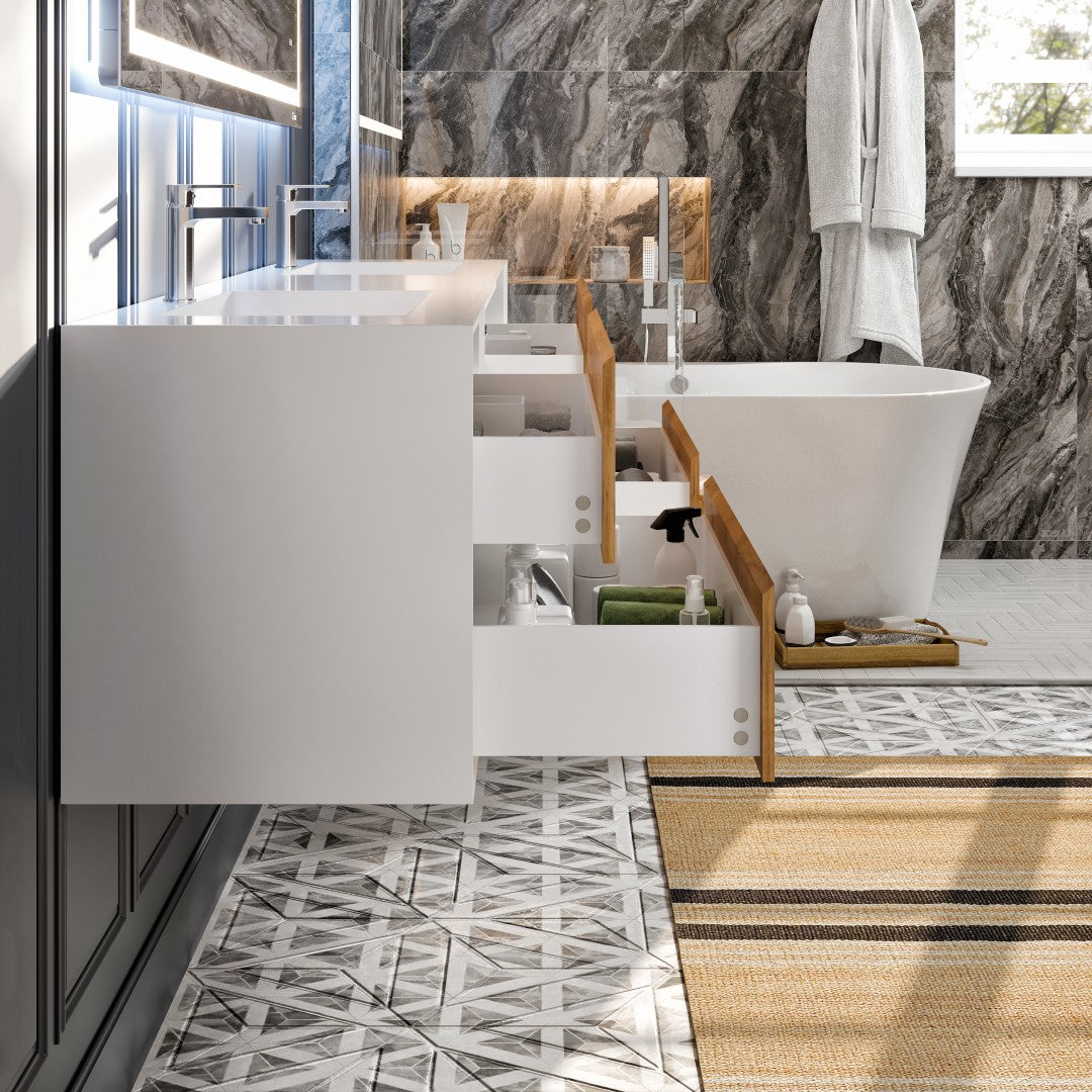 Eviva Vienna Wall Mount Bath Vanity with Acrylic Top and Integrated Sink (36"-75")