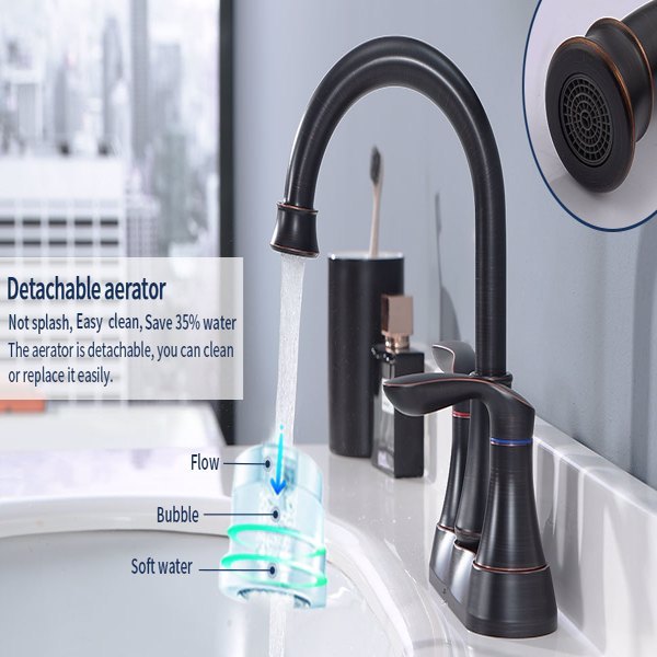2 Handles 4-inch Oil Wiped Bronze Bathroom Faucet | Faucets | Kitchen + Metal