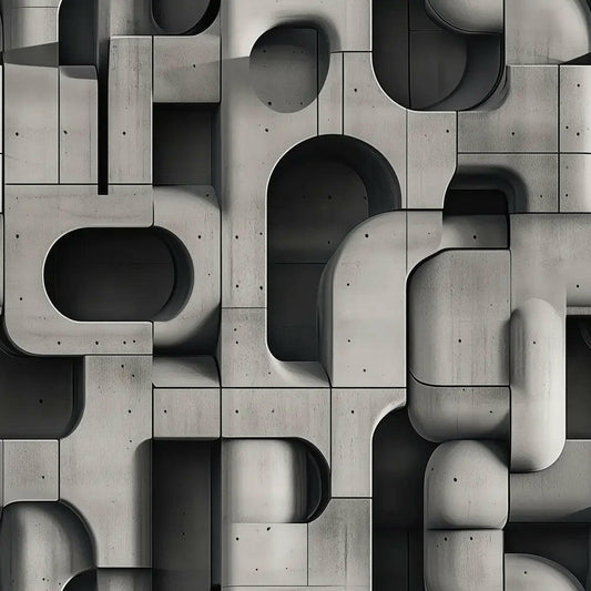 Brutalist Forms Concrete Mural