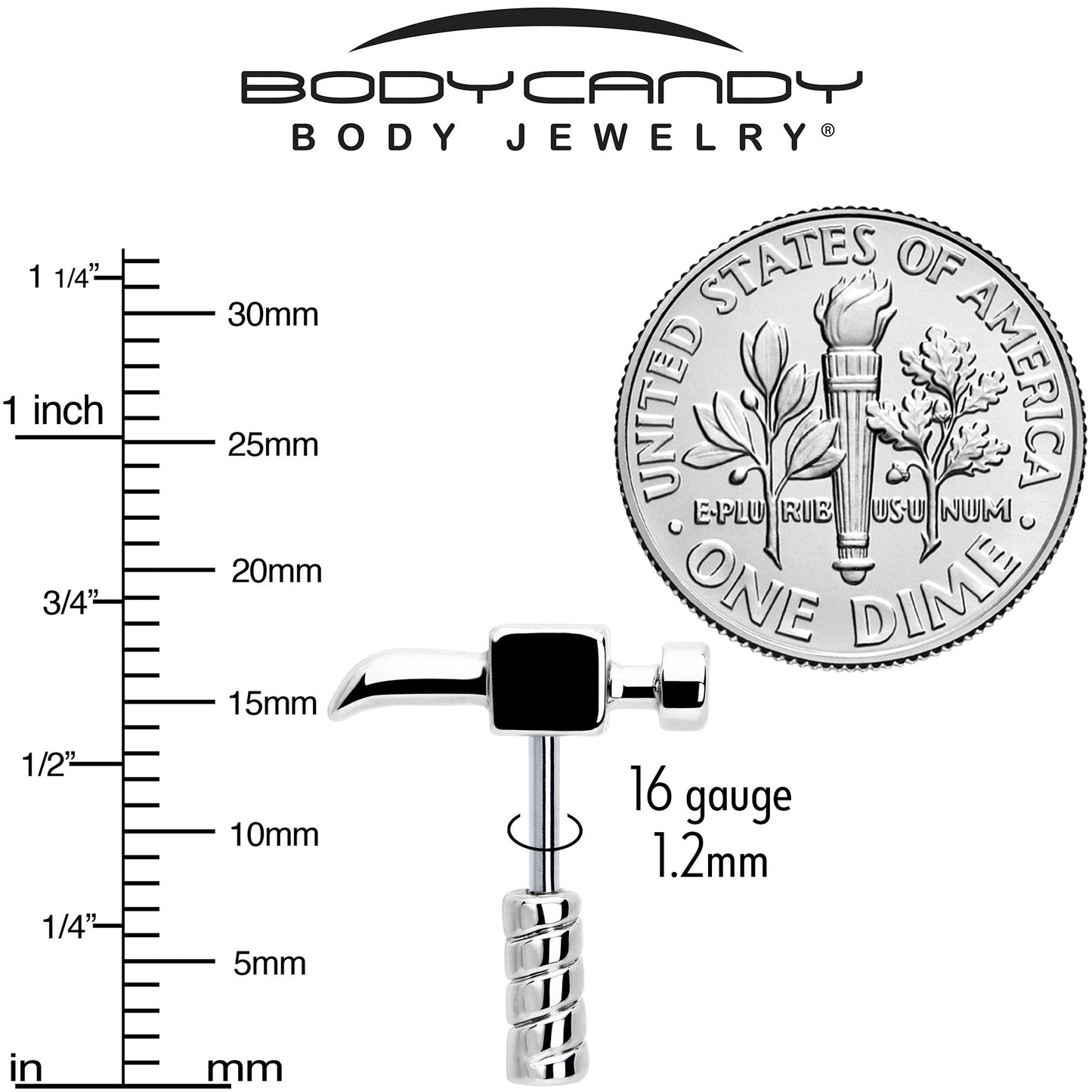 16G 1/4 Optical Illusion Hammer Cartilage Tragus Earring