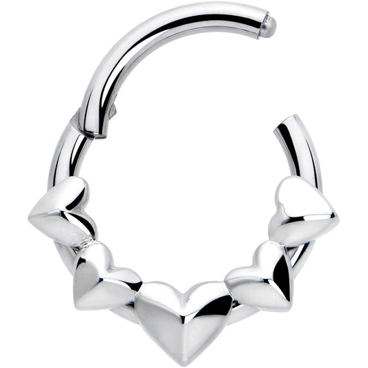 16G 5/16 3D Hearts Hinged Segment Ring