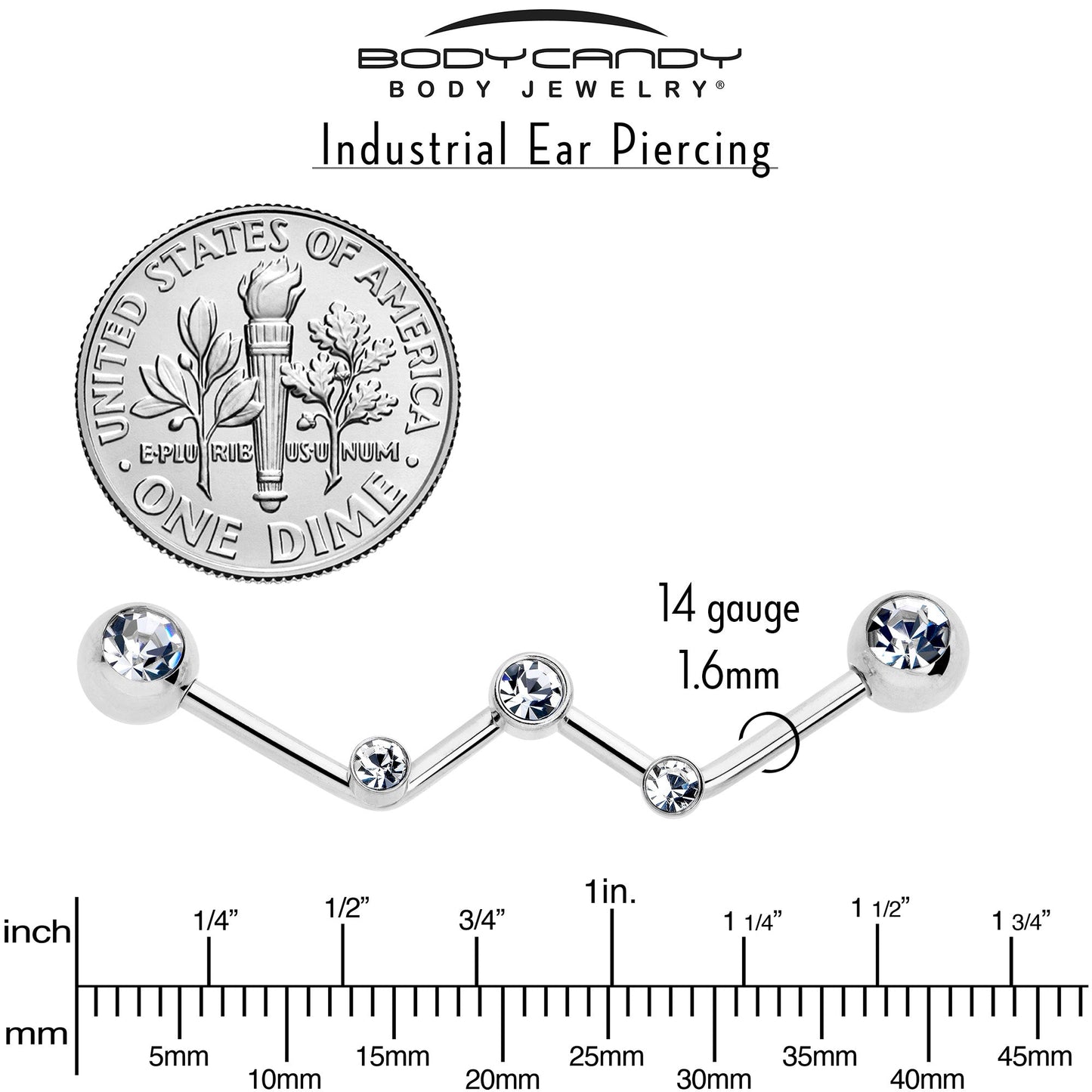 14G Clear Gem Constellation Style Project Bar 32mm