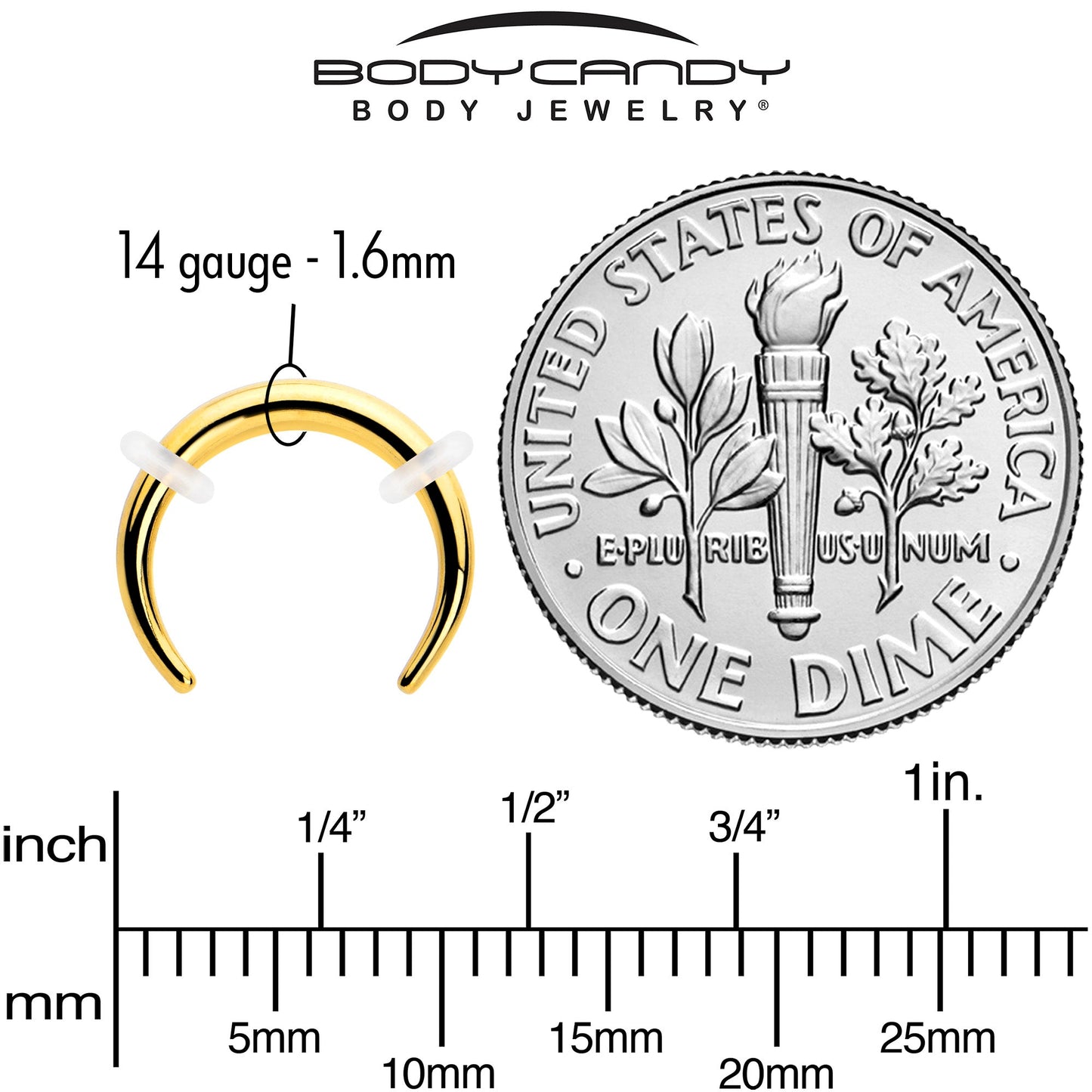 14G 5/16 Gold Tone Pincher Crescent Taper