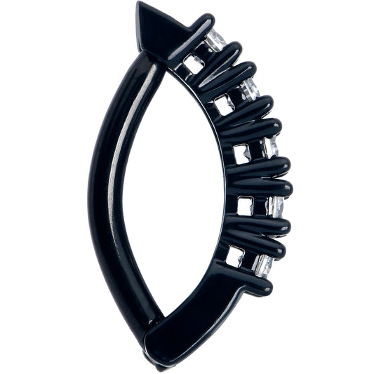 Clear CZ Gem Black Quintet Forward Facing Hinged Belly Hoop