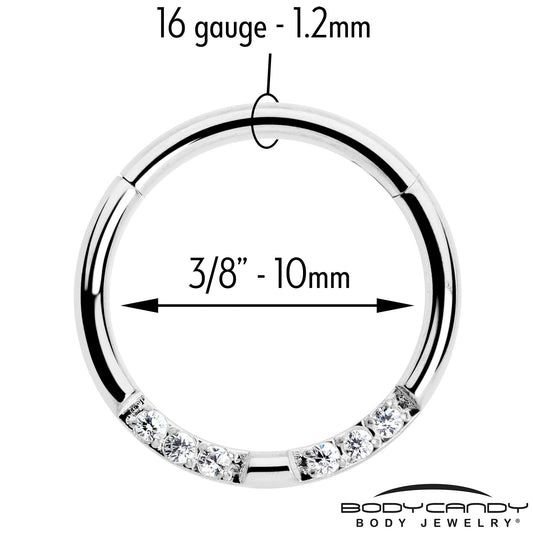 16G 5/16 CZ Gem Forward Facing Hinged Segment Ring