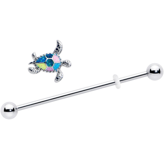 14G Glitter Turtle Industrial Barbell 38mm