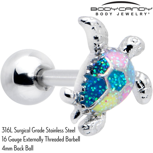 16G 1/4 Glitter Turtle Cartilage Tragus Earring