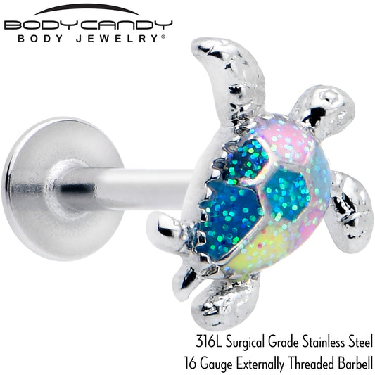 16G 5/16 Glitter Turtle Labret Monroe Tragus