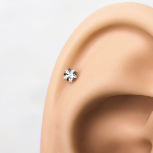 16G 5/16 3mm CZ Star Medical Grade Titanium Flat Back Earring