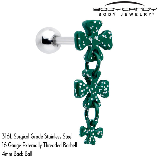 16G 5/16 Polka Dot Shamrock Dangle Cartilage Tragus Earring