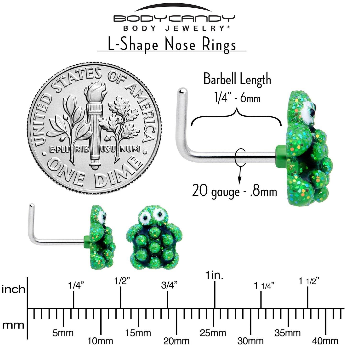 20G 7mm Texture Turtle L Shape Nose Ring