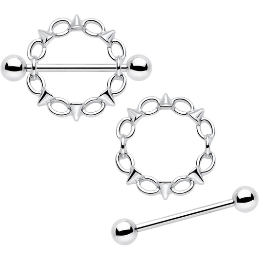 14G 9/16 Links And Spikes Nipple Shield Set