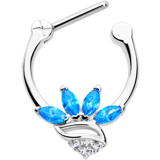 16G 5/16 Blue CZ Gem Swirl Fan Cartilage Clicker