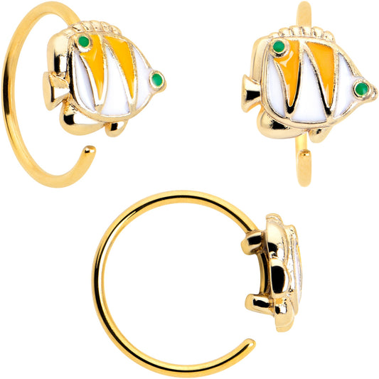 20G 5/16 Gold Tone Tropical Fish Nose Hoop Set of 3