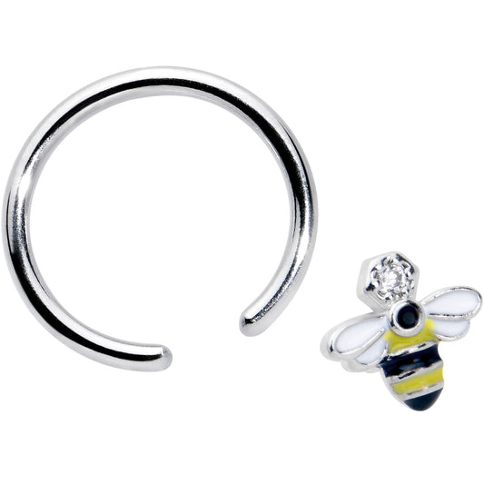 16G 3/8 Clear CZ Gem Bee Sweet BCR Captive Ring