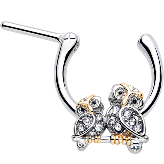 16G 5/16 Clear Gem Evening Owls Cartilage Clicker