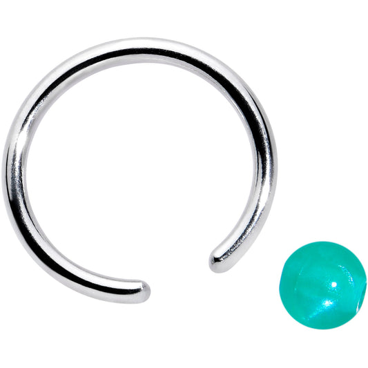 16G 3/8 Simple Opaque Teal Green Ball BCR Captive Bead Ring
