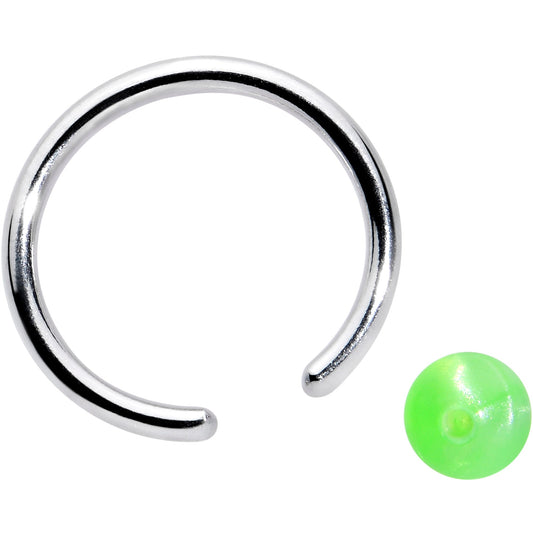 16G 3/8 Simple Opaque Bright Green Ball BCR Captive Bead Ring
