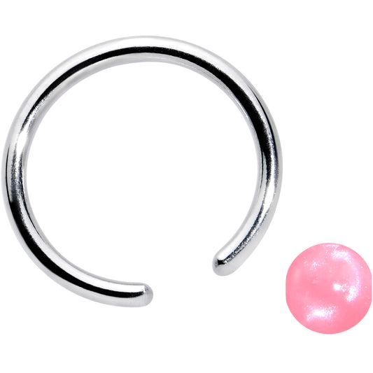 16G 3/8 Simple Opaque Pink Ball BCR Captive Bead Ring