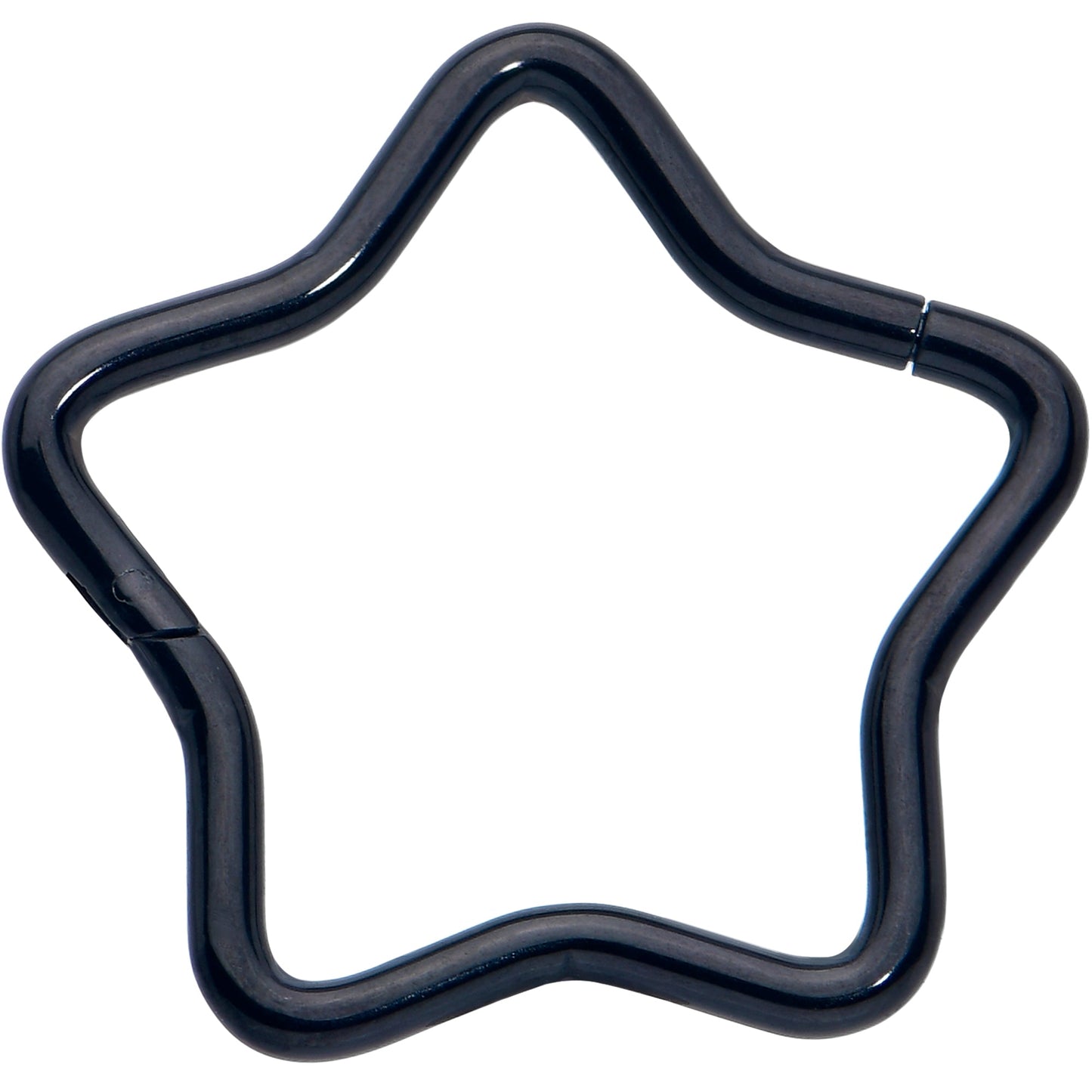 16G 3/8 Black Five Pointed Star Shaped Hinged Segment Ring