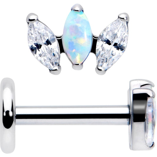 Titanium Internally Threaded Flat Back Stud - 18G Fancy CZ Opal