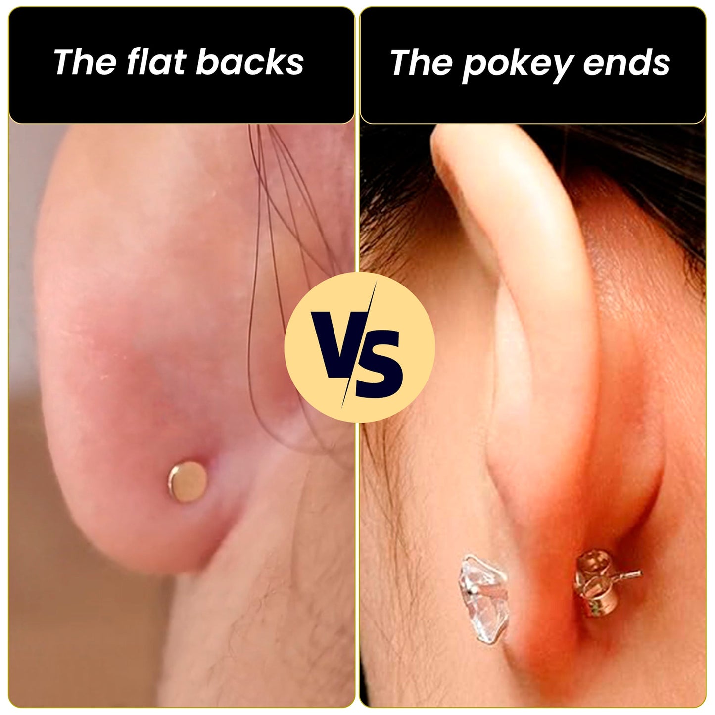 14k Yellow Gold Plated 4mm Iridescent Ball Flat Back Stud Earrings - 1 Pair