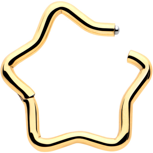 16G 5/16 Gold Tone Star Shaped Hinged Segment Ring