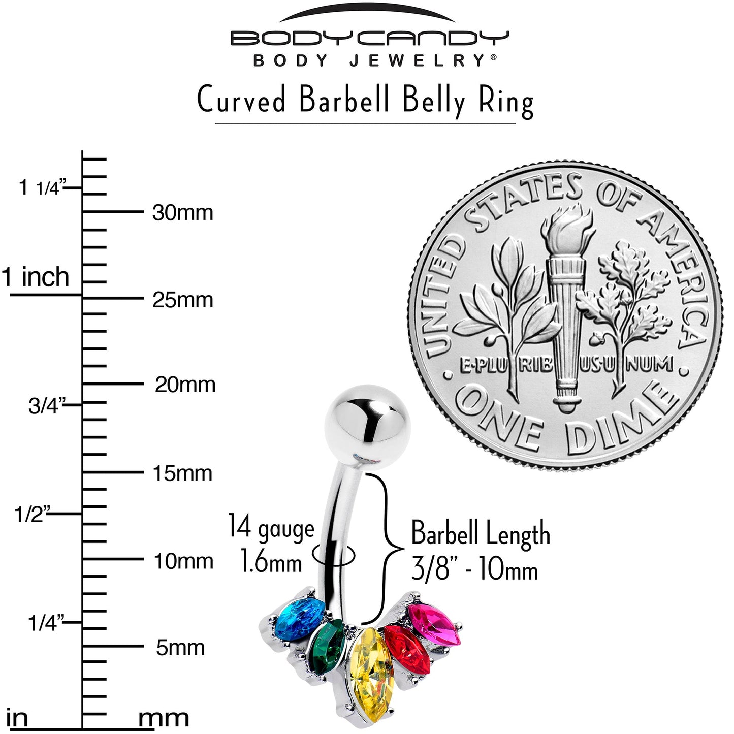 Rainbow Gem Pride Fancy Glam Belly Ring