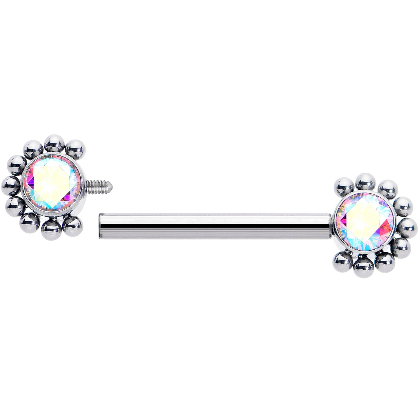 14G 9/16 Aurora CZ Gem ASTM F-136 Titanium Internally Threaded Nipple Ring