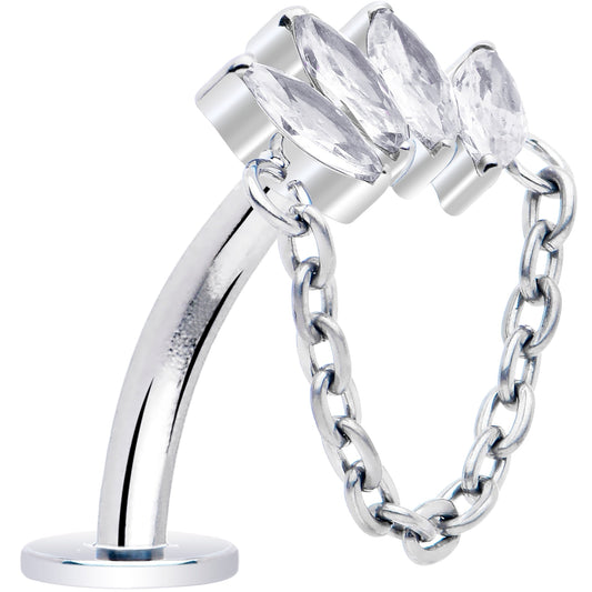 Gem Chain Dangle Titanium Push In Threadless Floating Belly Ring