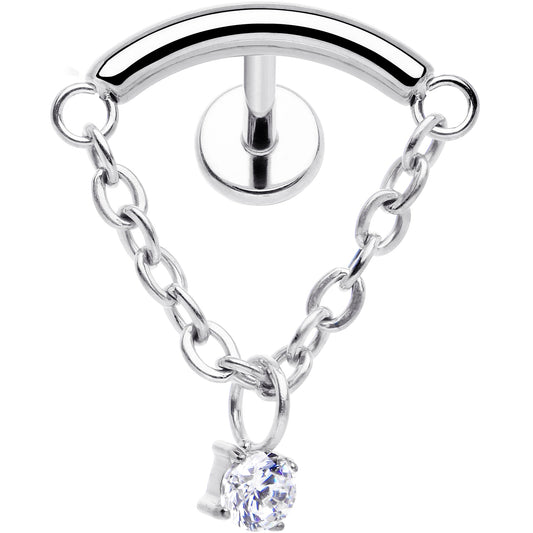 18G 5/16 CZ Gem Titanium Threadless Dangle Hidden Helix Earring