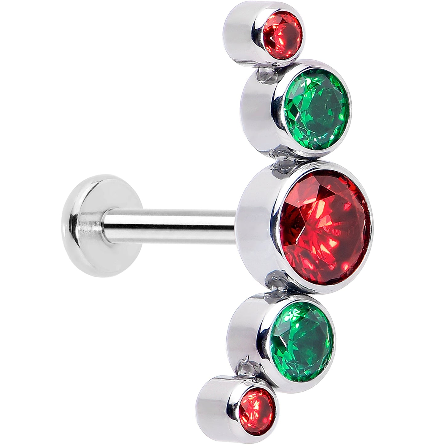 Christmas Flat Back Earring - Red Green Holiday Gems