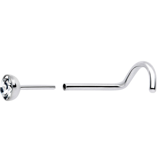 20G 3mm CZ Bezel Set Push-In Threadless Nose Screw Nose Ring