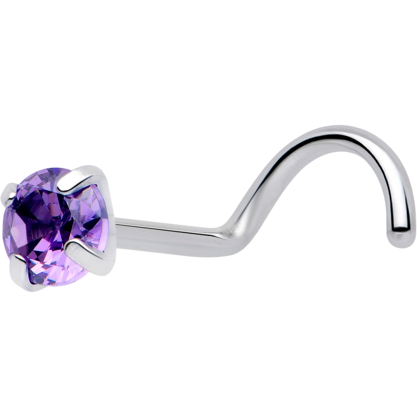 20G 3mm CZ Prong Set Push-In Threadless Nose Screw Nose Ring