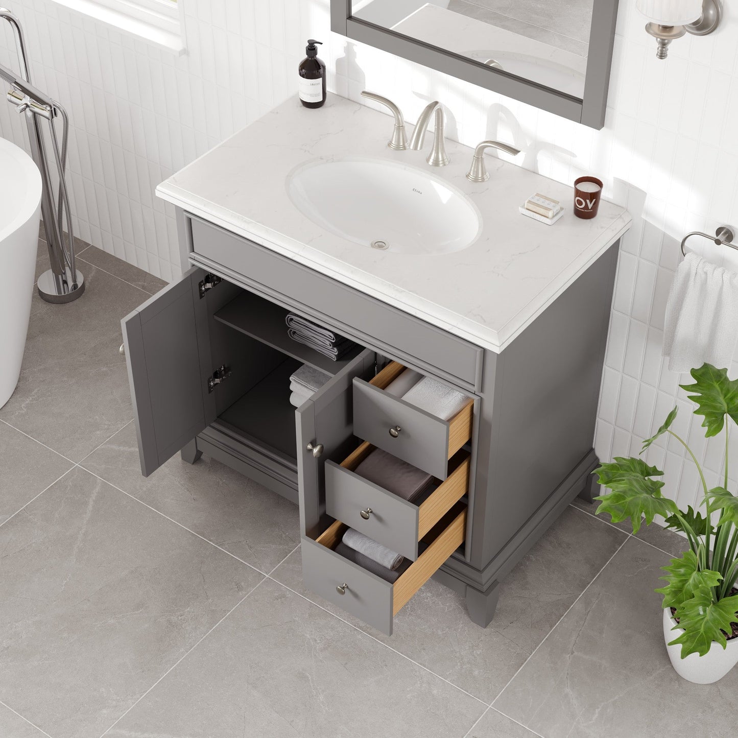 Eviva Elite Stamford Bath Vanity with Counter Top and Undermount Porcelain Sink (24"-72")