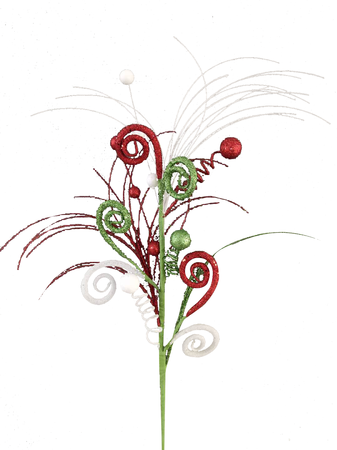 Glitter Curl Ball Grass Spray Red,Green,White