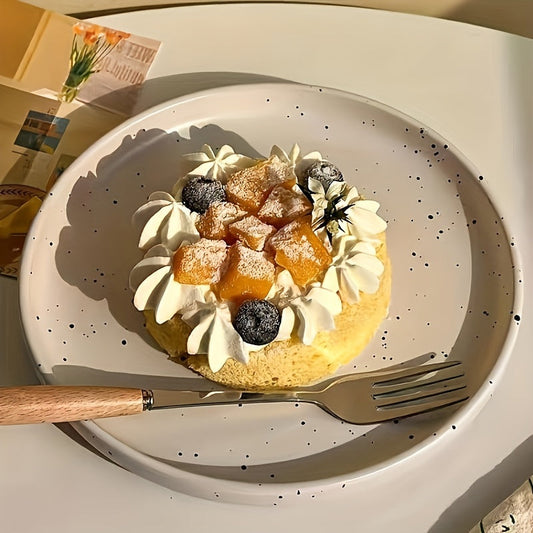 Ceramic Dinner Plate with Splattered Ink Design Stylish Tableware