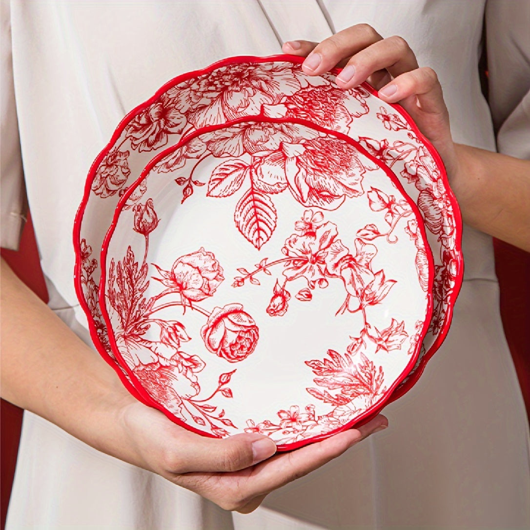 Elegant Rose Floral Salad Plates Set Ideal Gift