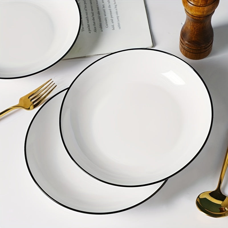 Set of 4 Simple White 8Inch Dinner Plates