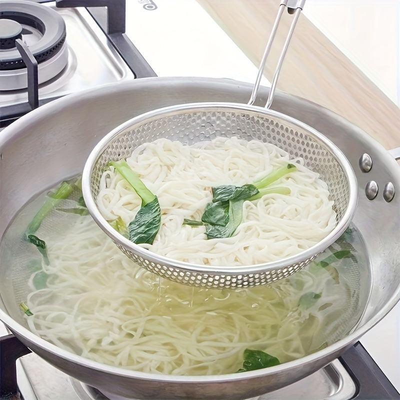 Stainless Steel Colander with Wooden Handle Essential Kitchen Skimmer