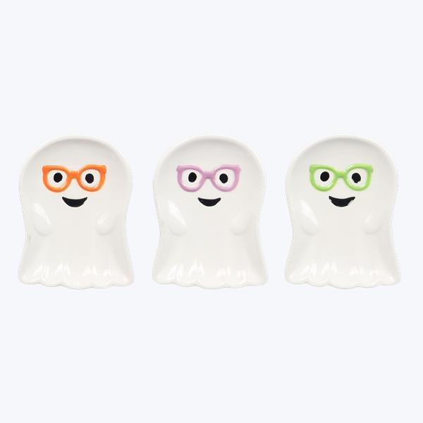 6" - SET OF 3 CERAMIC GHOST TRINKET TRAY'S