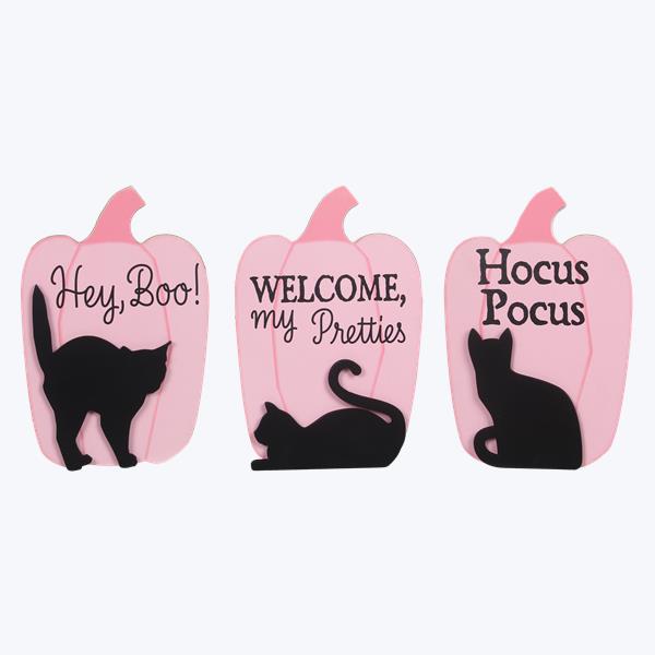 Halloween Carnival 9" - Pink Halloween Wood Tabletop Word Signs - SET OF 3