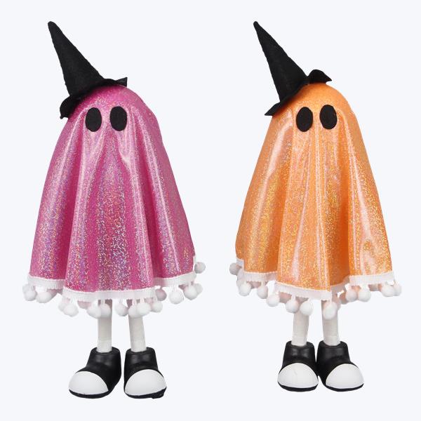 Halloween Carnival 14" Fabric Tabletop Colorful Ghosts with Witch's Hat - SET OF 2