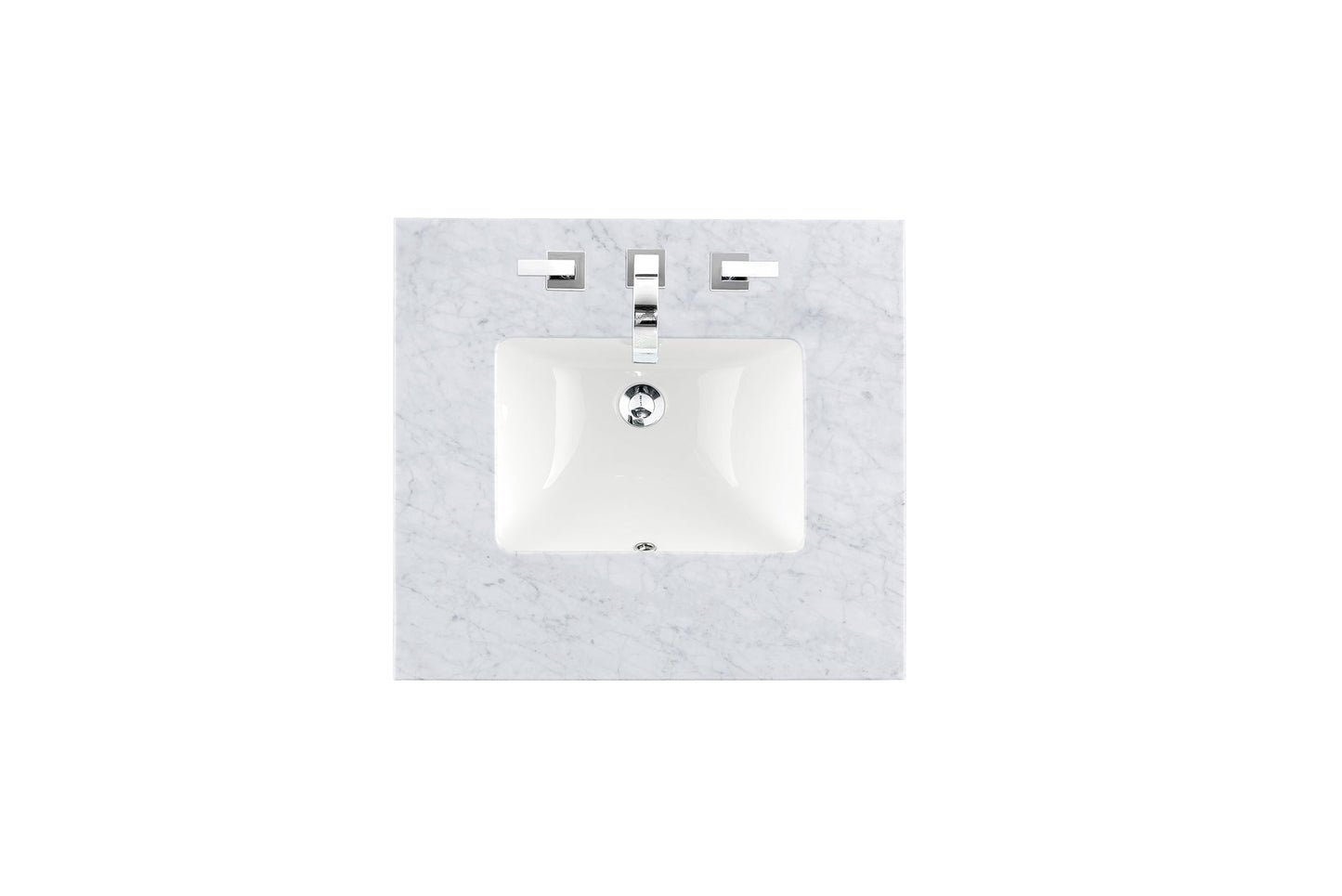 26" Single 3 CM Top, Carrara White Marble w/ Sink
