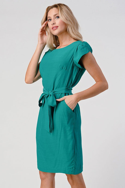 Elegant Cap-Sleeve Dress with Tie Waist | Apparel | Kitchen + Metal