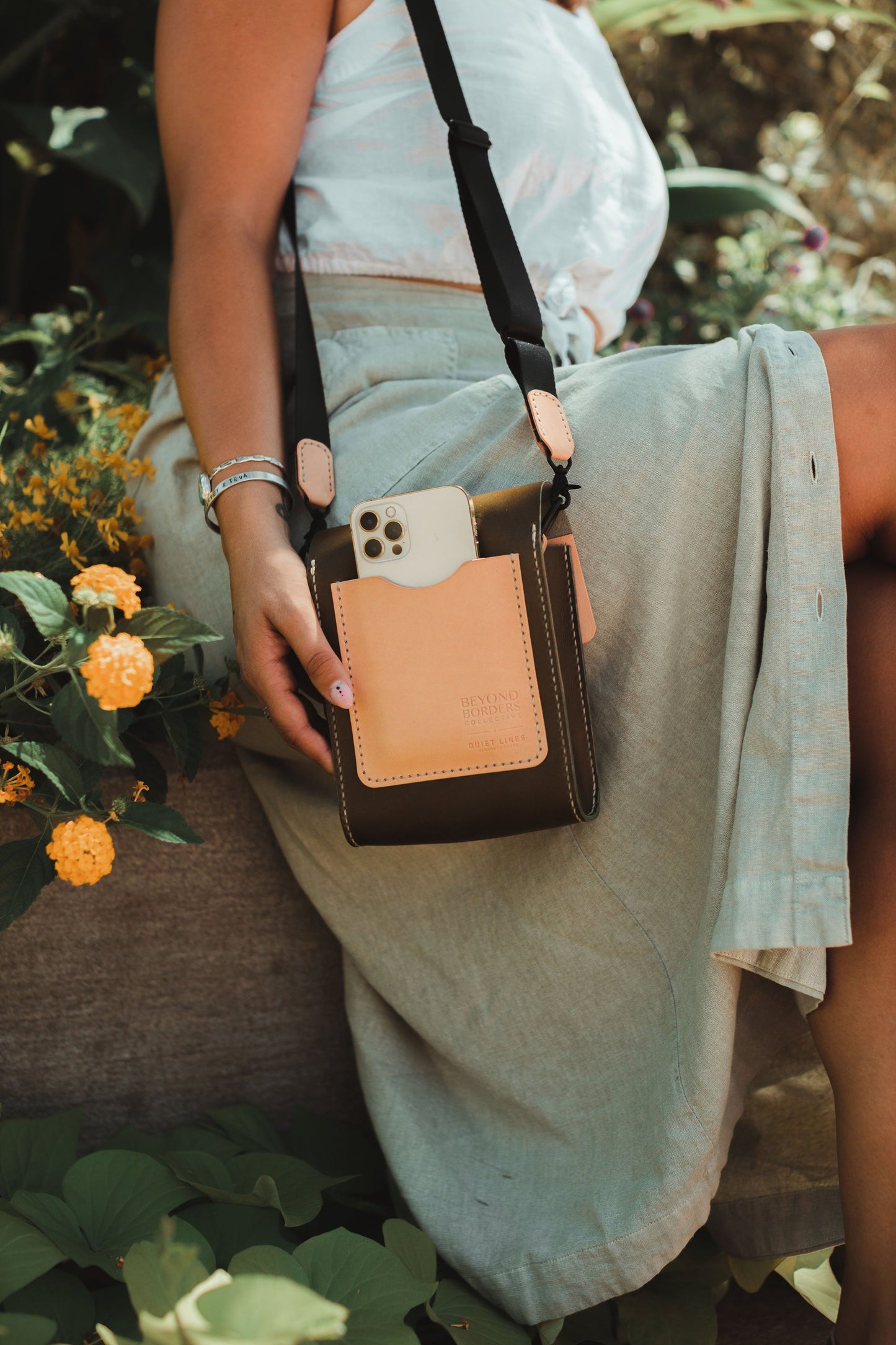 Giramondo Leather Crossbody Bag - Olive / Natural | Purses, Totes, & Wallets | Kitchen + Metal