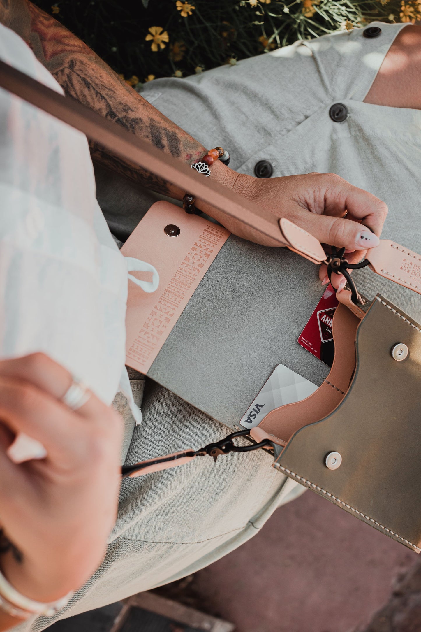 Giramondo Leather Crossbody Bag - Olive / Natural | Purses, Totes, & Wallets | Kitchen + Metal
